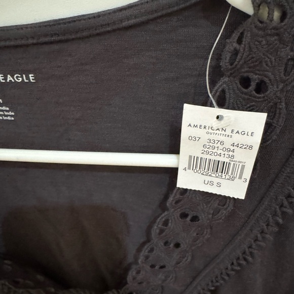 American Eagle Outfitters Charcoal Lace-Up Blouse - Picture 2 of 9